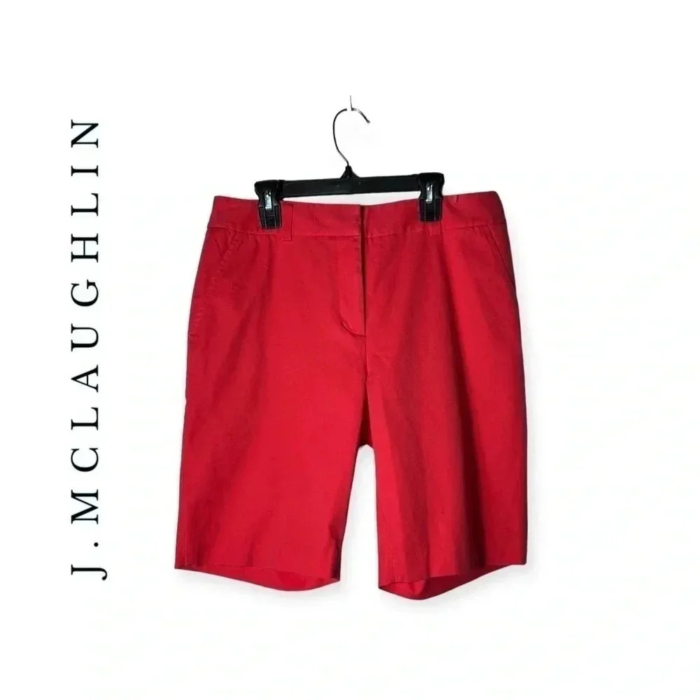 1799. J.MCLAUGHLIN BERMUDA SHORTS HOT‎ CORAL IN COLOR SIZE 6 SLASH POCKETS